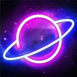 Lumoonosity Planet Neon Sign, USB Powered Planet Light Led Neon Signs